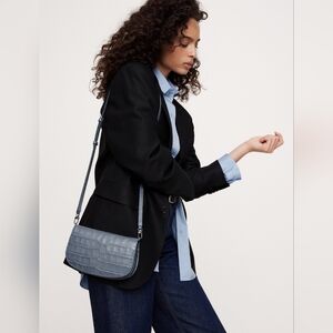 Banana Republic Denim Blue Embossed Leather Crossbody Bag NWT 2025 Season